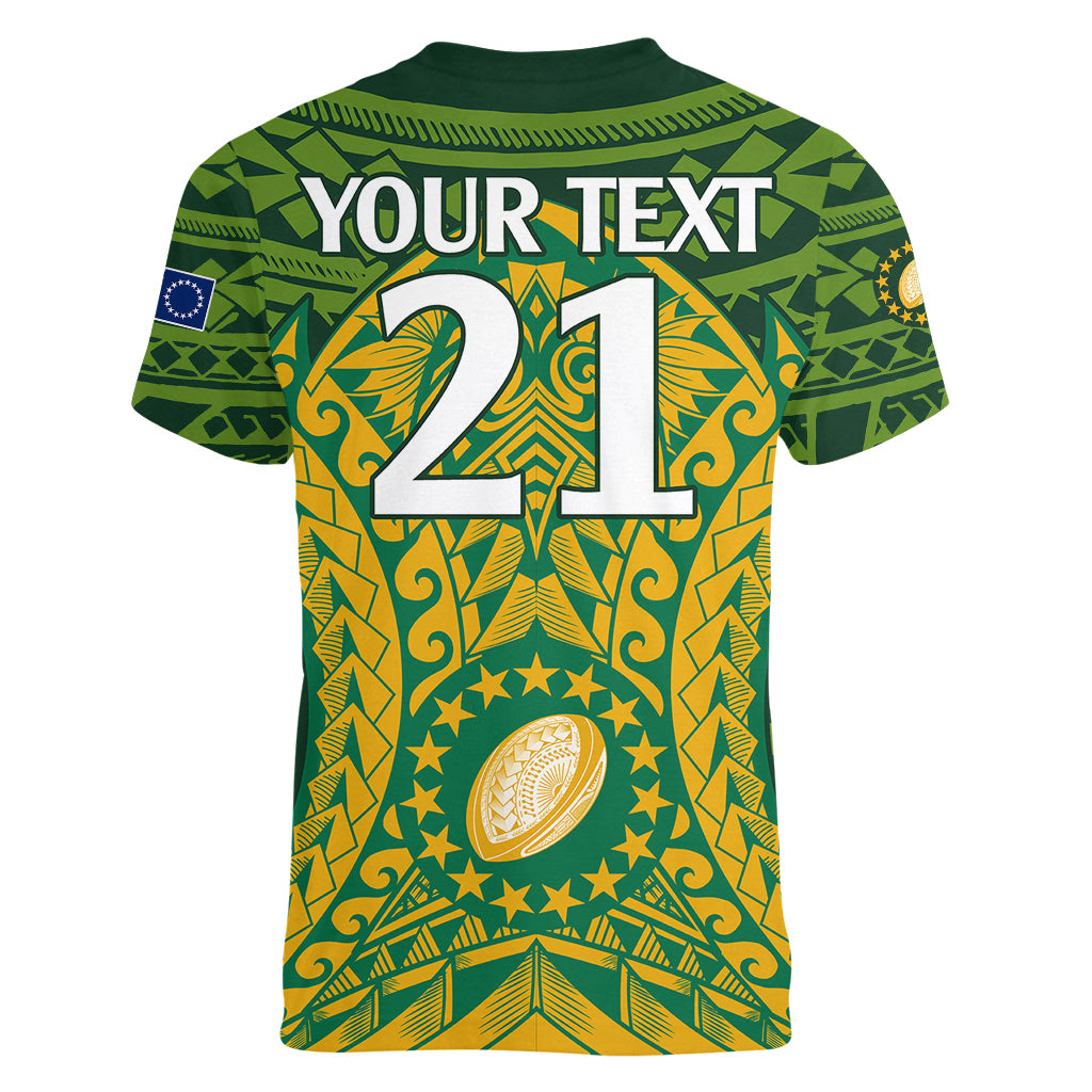 Personalised Cook Islands Rugby Women V Neck T Shirt Kukis Athletic Style LT9 - Polynesian Pride