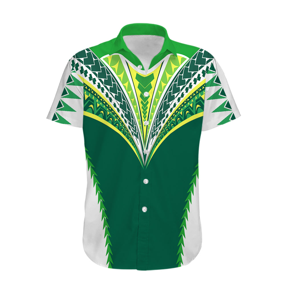 Polynesian Pride Cook Islands Rugby Hawaiian Shirt No1 LT9 Green - Polynesian Pride