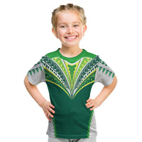 Polynesian Pride Cook Islands Rugby Kid T Shirt No1 LT9 Green - Polynesian Pride