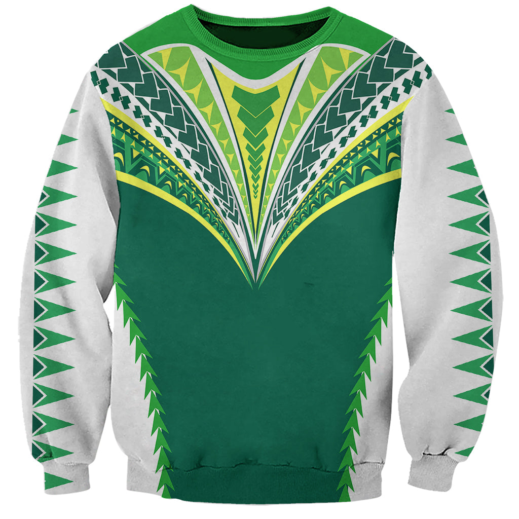 Personalised Polynesian Pride Cook Islands Rugby Sweatshirt No1 LT9 Unisex Green - Polynesian Pride