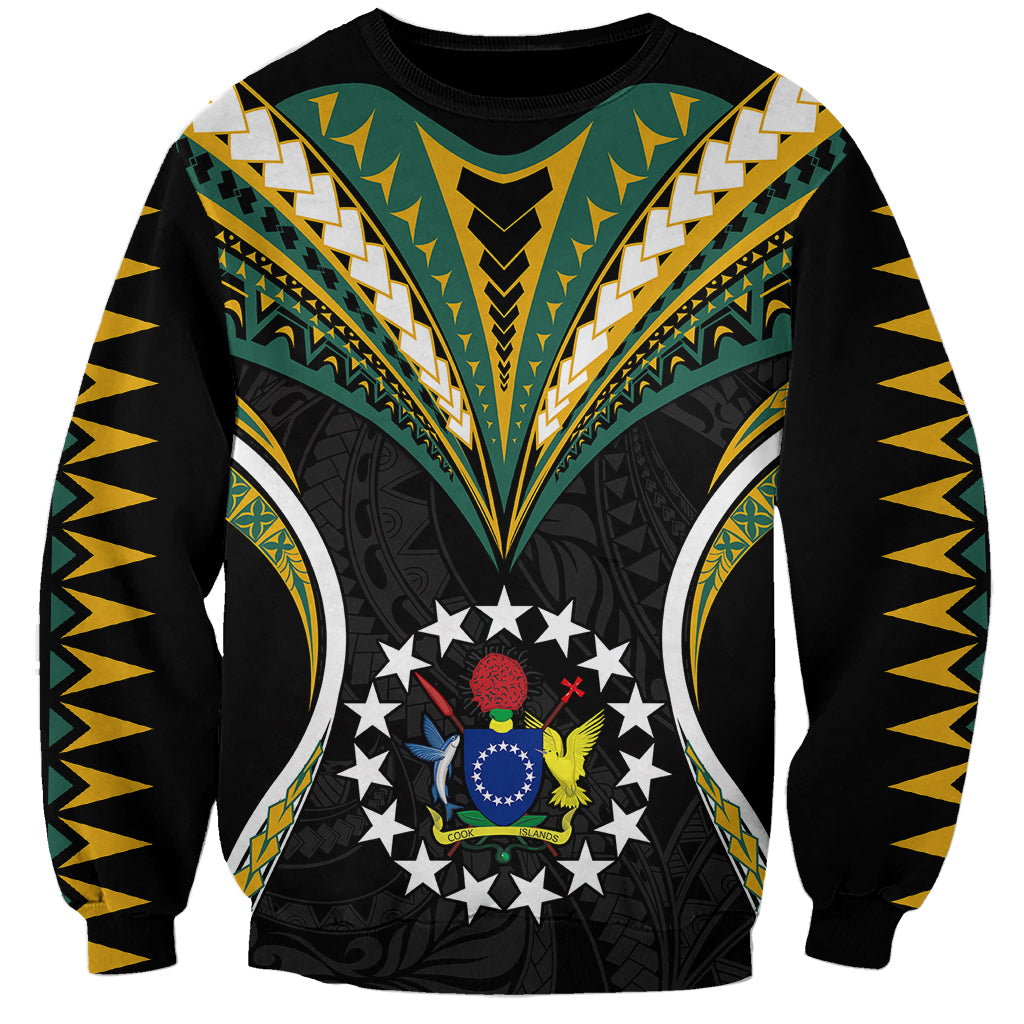 Polynesian Pride Cook Islands Sweatshirt Tribal Wave Style LT9 Unisex Black - Polynesian Pride
