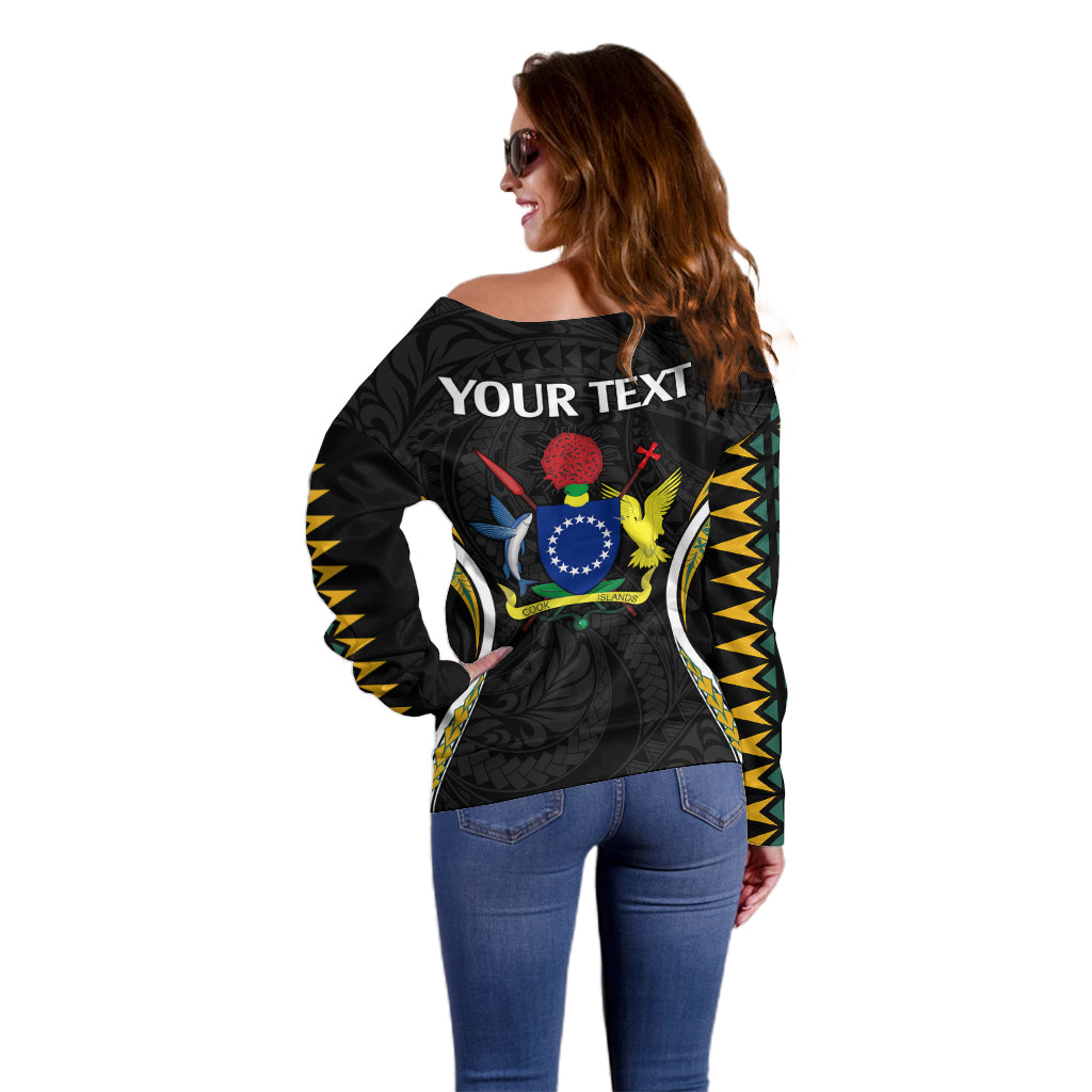 Personalised Polynesian Pride Cook Islands Off Shoulder Sweater Tribal Wave Style LT9 - Polynesian Pride