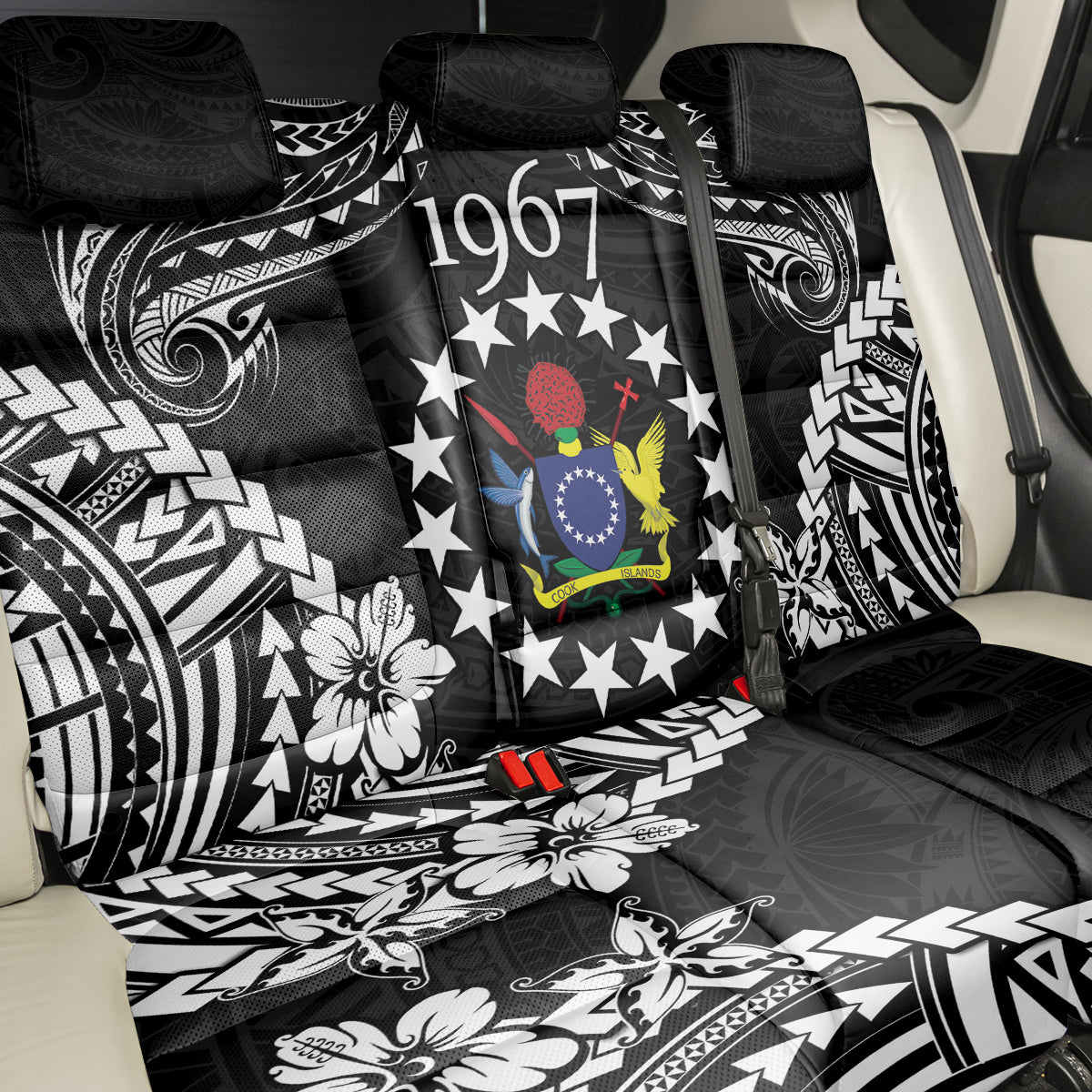 Cook Islands Ra o te Ui Ariki Est 1967 Back Car Seat Cover LT9 - Polynesian Pride