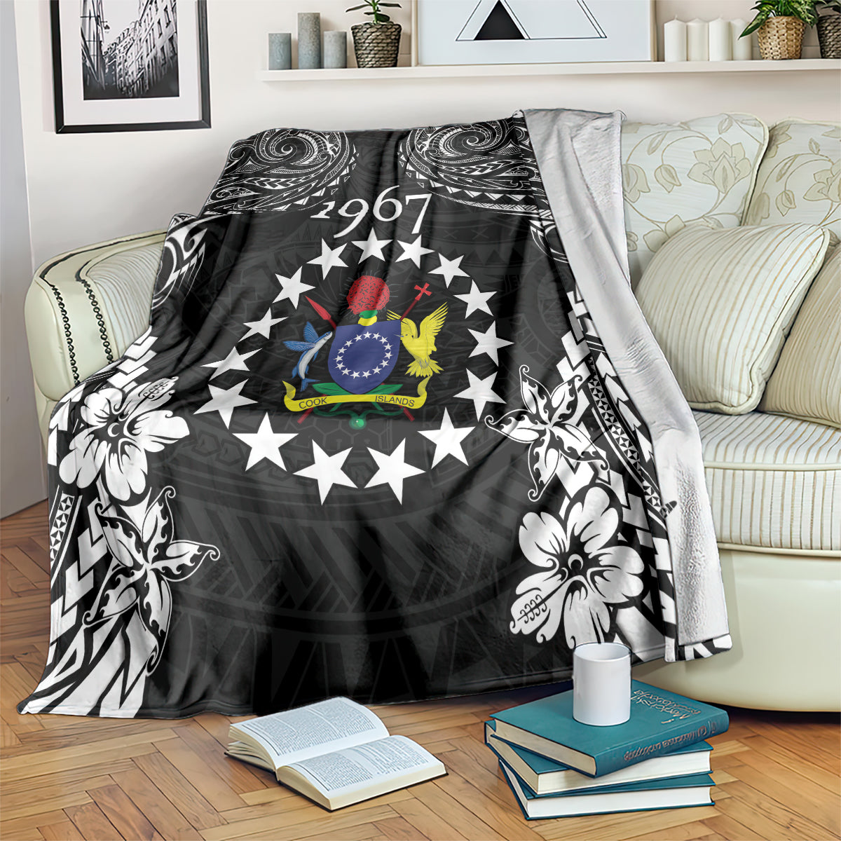Cook Islands Ra o te Ui Ariki Est 1967 Blanket LT9 Black - Polynesian Pride