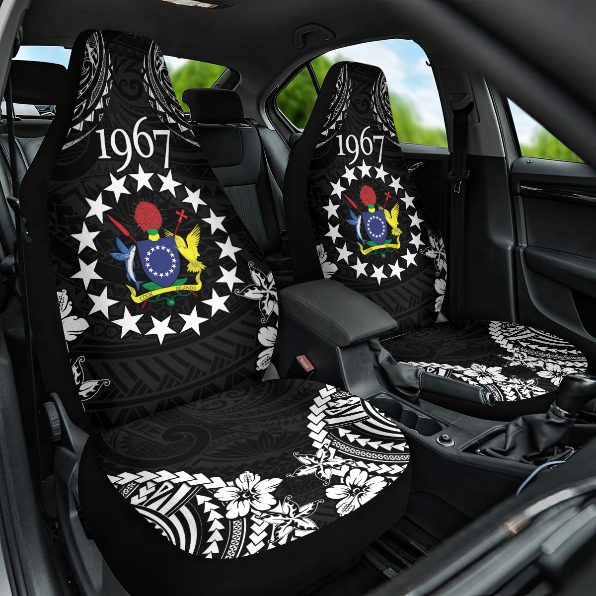 Cook Islands Ra o te Ui Ariki Est 1967 Car Seat Cover LT9 One Size Black - Polynesian Pride