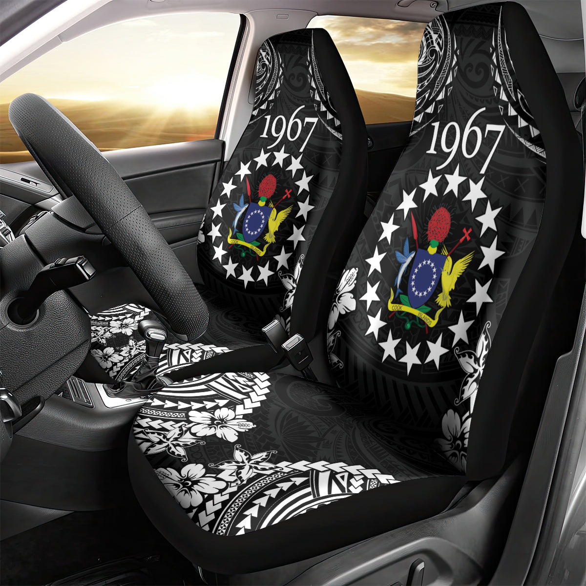 Cook Islands Ra o te Ui Ariki Est 1967 Car Seat Cover LT9 - Polynesian Pride