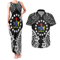 Cook Islands Ra o te Ui Ariki Est 1967 Couples Matching Tank Maxi Dress and Hawaiian Shirt LT9 Black - Polynesian Pride