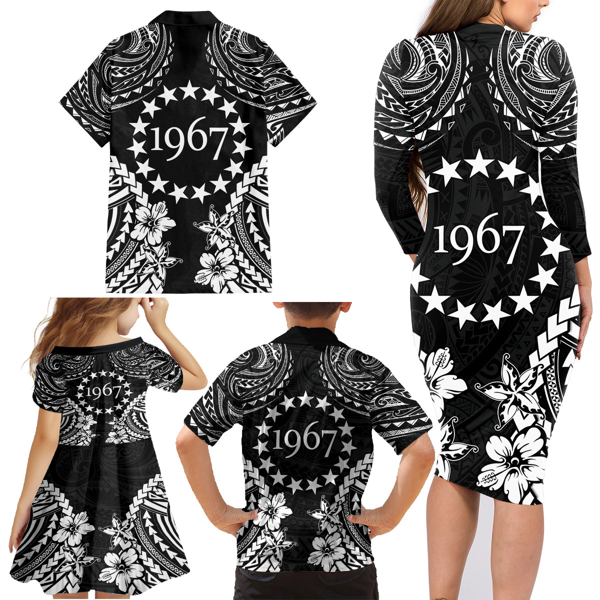 Cook Islands Ra o te Ui Ariki Est 1967 Family Matching Long Sleeve Bodycon Dress and Hawaiian Shirt LT9 - Polynesian Pride