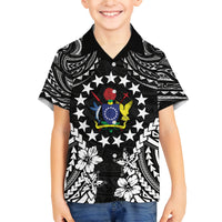 Cook Islands Ra o te Ui Ariki Est 1967 Family Matching Off The Shoulder Long Sleeve Dress and Hawaiian Shirt