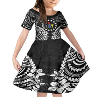 Cook Islands Ra o te Ui Ariki Est 1967 Family Matching Puletasi and Hawaiian Shirt LT9 Daughter's Dress Black - Polynesian Pride