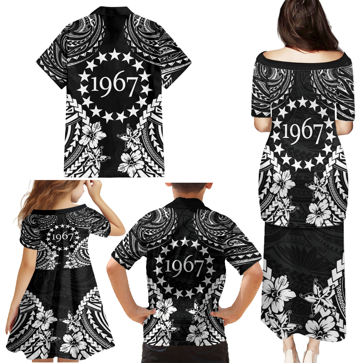 Cook Islands Ra o te Ui Ariki Est 1967 Family Matching Puletasi and Hawaiian Shirt LT9 - Polynesian Pride