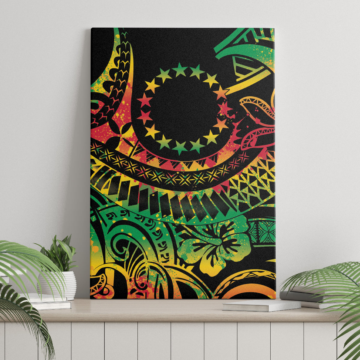 Cook Islands 15 Stars Canvas Wall Art Kuki Airani Polynesian Tribal Wave Tattoo