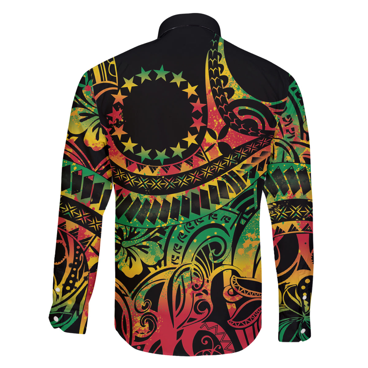 Cook Islands 15 Stars Family Matching Long Sleeve Bodycon Dress and Hawaiian Shirt Kuki Airani Polynesian Tribal Wave Tattoo