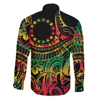 Cook Islands 15 Stars Family Matching Long Sleeve Bodycon Dress and Hawaiian Shirt Kuki Airani Polynesian Tribal Wave Tattoo