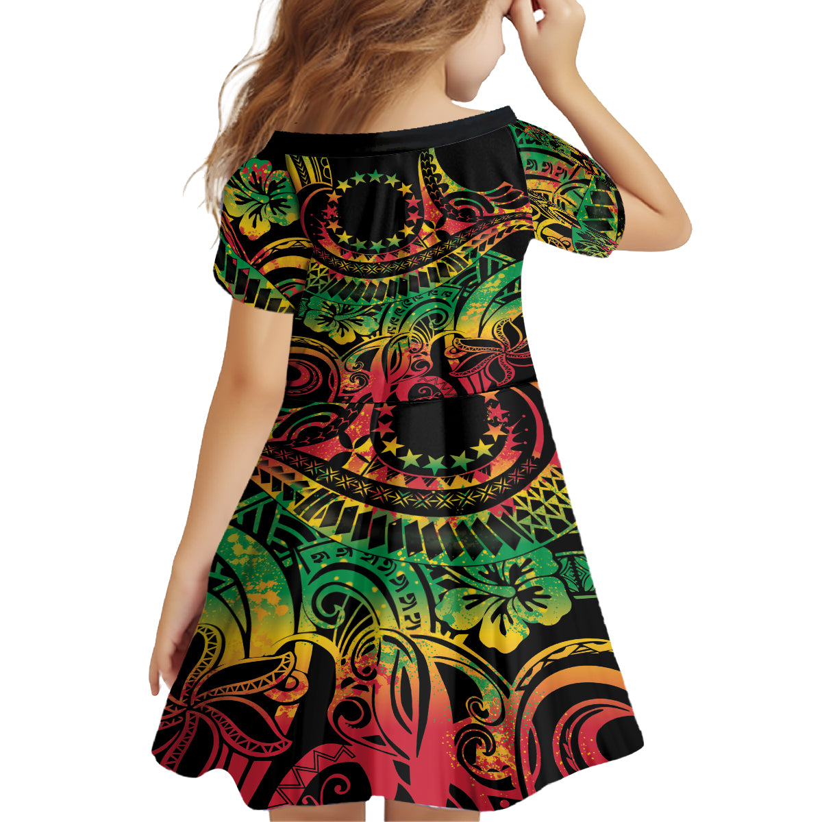 Cook Islands 15 Stars Family Matching Off Shoulder Maxi Dress and Hawaiian Shirt Kuki Airani Polynesian Tribal Wave Tattoo LT9 - Polynesian Pride