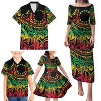 Cook Islands 15 Stars Family Matching Puletasi and Hawaiian Shirt Kuki Airani Polynesian Tribal Wave Tattoo LT9 - Polynesian Pride