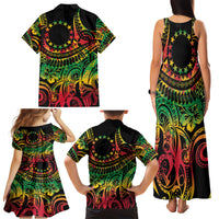 Cook Islands 15 Stars Family Matching Tank Maxi Dress and Hawaiian Shirt Kuki Airani Polynesian Tribal Wave Tattoo LT9 - Polynesian Pride