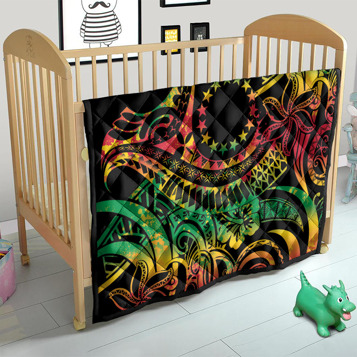 Cook Islands 15 Stars Quilt Kuki Airani Polynesian Tribal Wave Tattoo