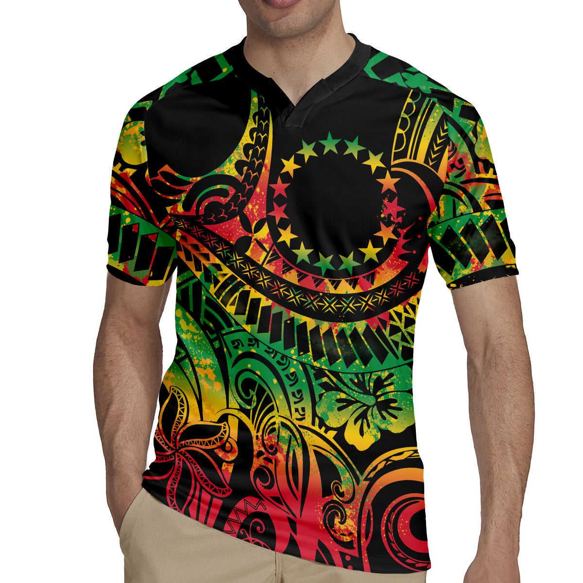 Cook Islands 15 Stars Rugby Jersey Kuki Airani Polynesian Tribal Wave Tattoo