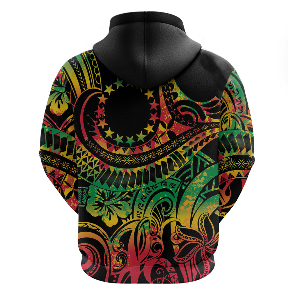 Cook Islands 15 Stars Zip Hoodie Kuki Airani Polynesian Tribal Wave Tattoo