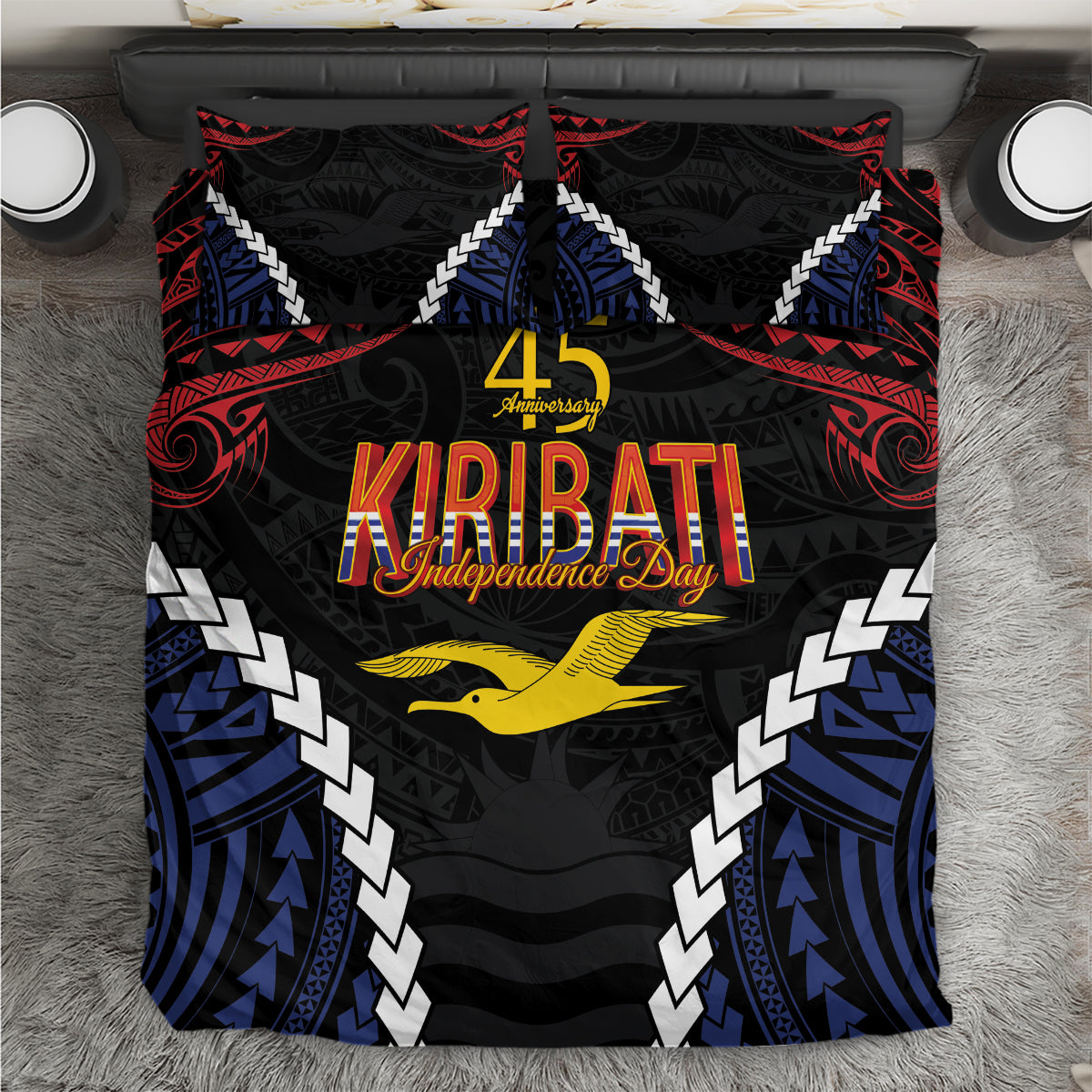 Kiribati 45th Anniversary Independence Day Bedding Set Since 1979 LT9 Black - Polynesian Pride
