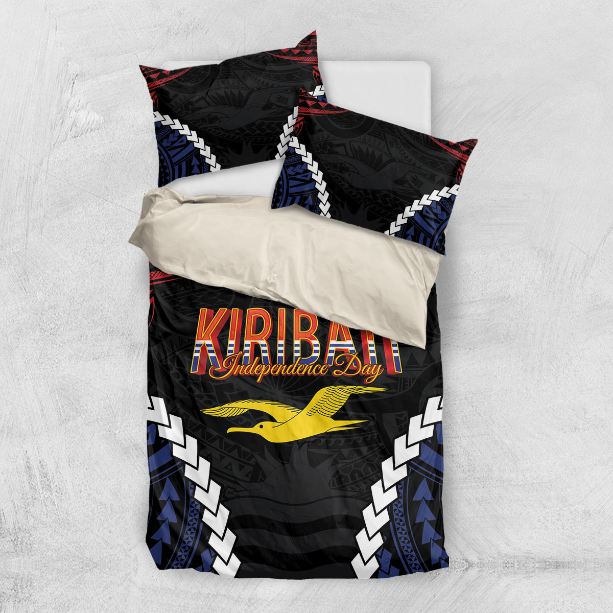 Kiribati 45th Anniversary Independence Day Bedding Set Since 1979 LT9 US Twin 172cm x 218cm Black - Polynesian Pride