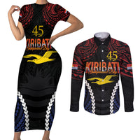 Kiribati 45th Anniversary Independence Day Couples Matching Short Sleeve Bodycon Dress and Long Sleeve Button Shirt Since 1979 LT9 Black - Polynesian Pride