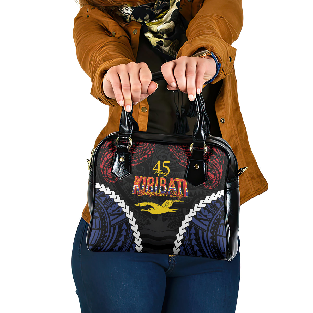 Kiribati 45th Anniversary Independence Day Shoulder Handbag Since 1979 LT9 One Size Black - Polynesian Pride