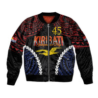 Kiribati 45th Anniversary Independence Day Sleeve Zip Bomber Jacket Since 1979 LT9 Unisex Black - Polynesian Pride