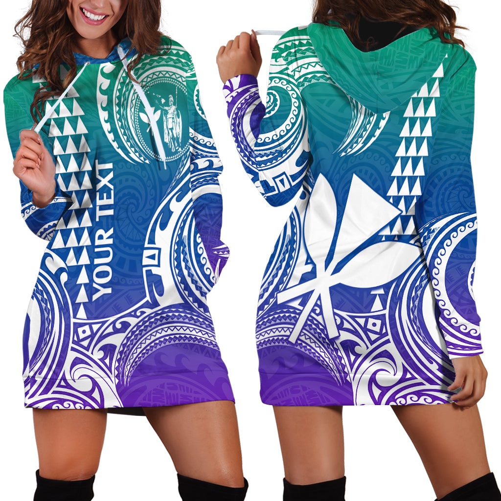Custom King Kamehameha Day Hawaii Hoodie Dress Paradise of the Pacific Tribal Kakau - Gradient LT9 - Polynesian Pride
