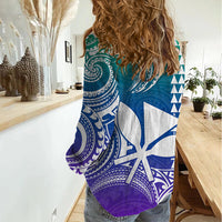 Custom King Kamehameha Day Hawaii Women Casual Shirt Paradise of the Pacific Tribal Kakau - Gradient LT9 - Polynesian Pride