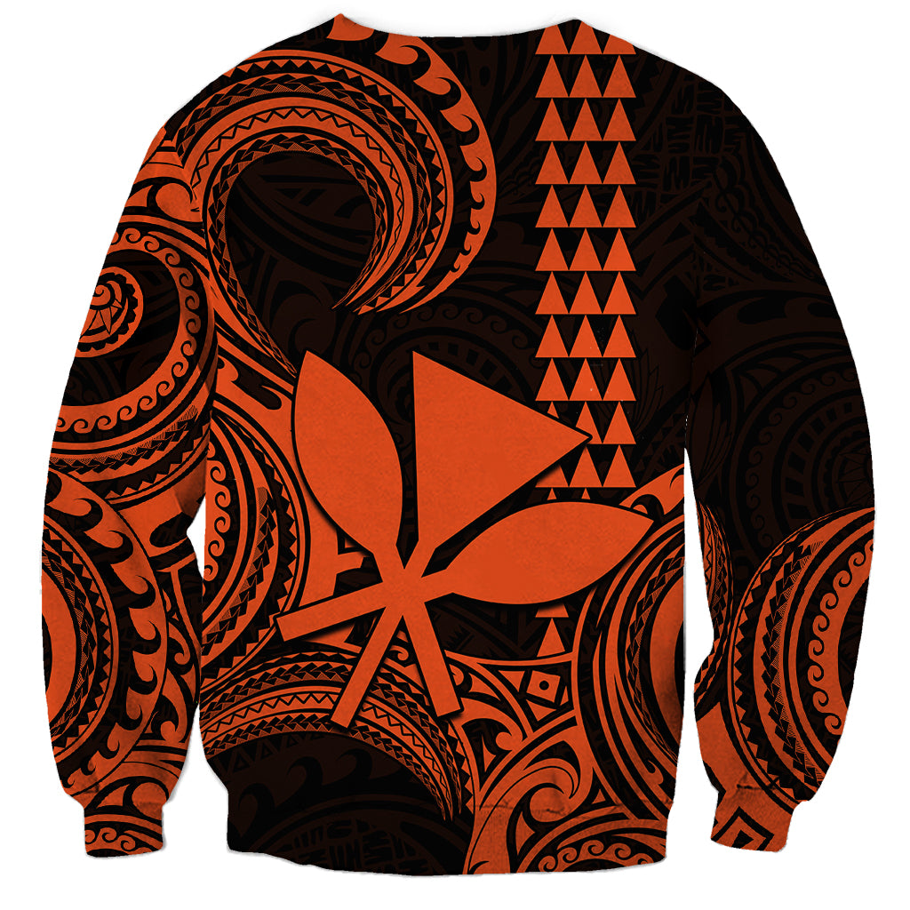 Custom King Kamehameha Day Hawaii Sweatshirt Paradise of the Pacific Tribal Kakau - Orange LT9 - Polynesian Pride