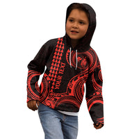 Custom King Kamehameha Day Hawaii Kid Hoodie Paradise of the Pacific Tribal Kakau - Red LT9 - Polynesian Pride