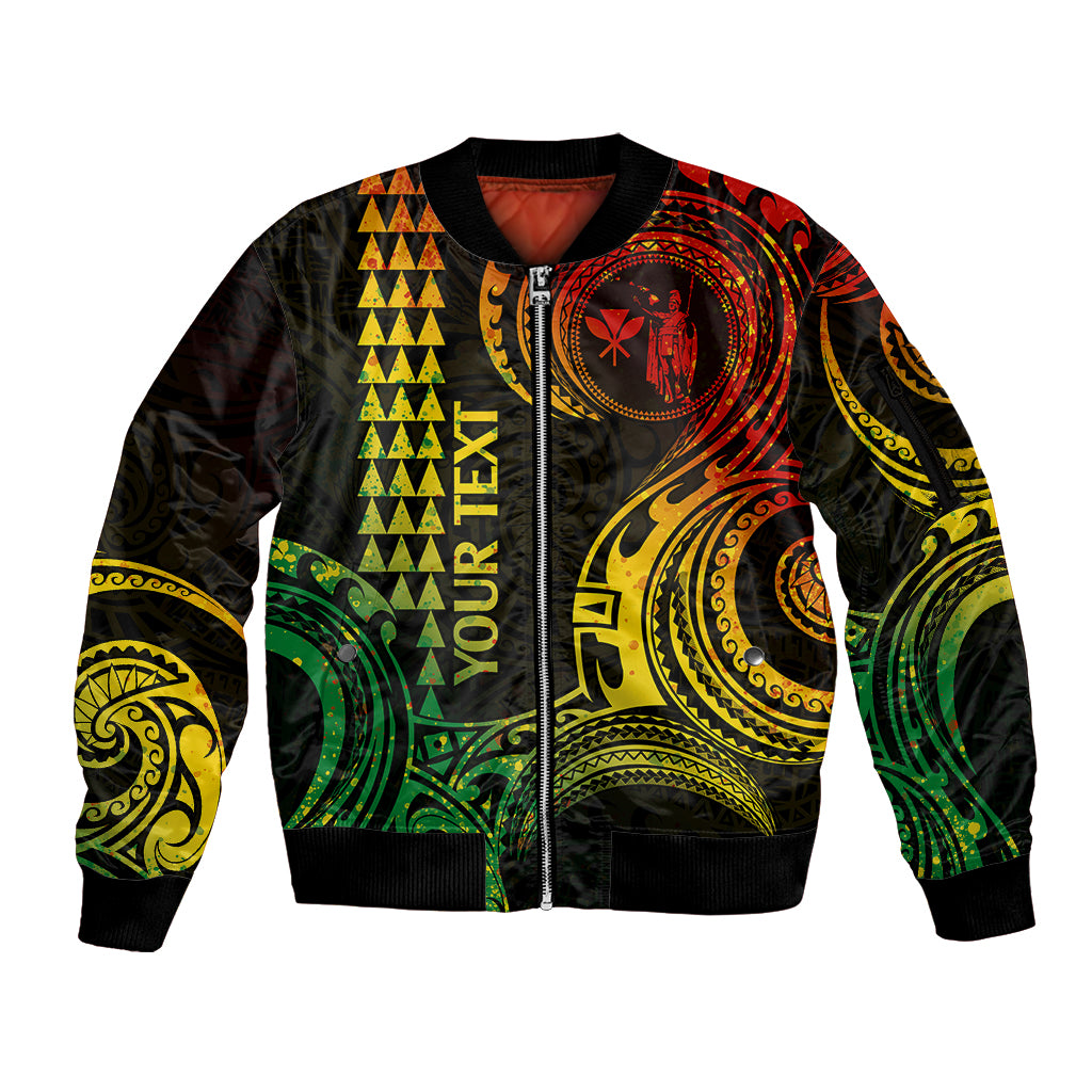 Custom King Kamehameha Day Hawaii Sleeve Zip Bomber Jacket Paradise of the Pacific Tribal Kakau - Reggae LT9 Unisex Reggae - Polynesian Pride