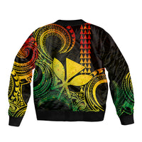 Custom King Kamehameha Day Hawaii Sleeve Zip Bomber Jacket Paradise of the Pacific Tribal Kakau - Reggae LT9 - Polynesian Pride