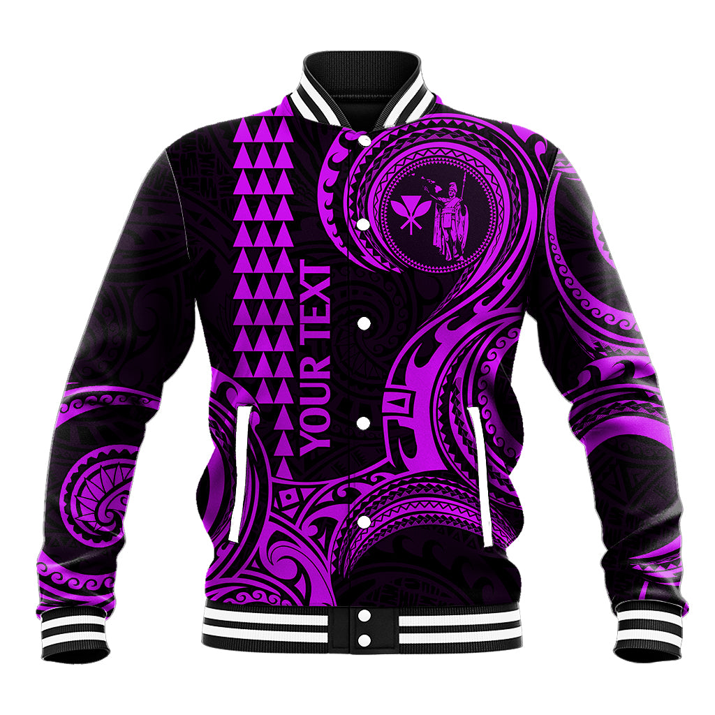 Custom King Kamehameha Day Hawaii Baseball Jacket Paradise of the Pacific Tribal Kakau - Purple LT9 Unisex Purple - Polynesian Pride