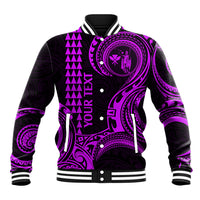 Custom King Kamehameha Day Hawaii Baseball Jacket Paradise of the Pacific Tribal Kakau - Purple LT9 Unisex Purple - Polynesian Pride