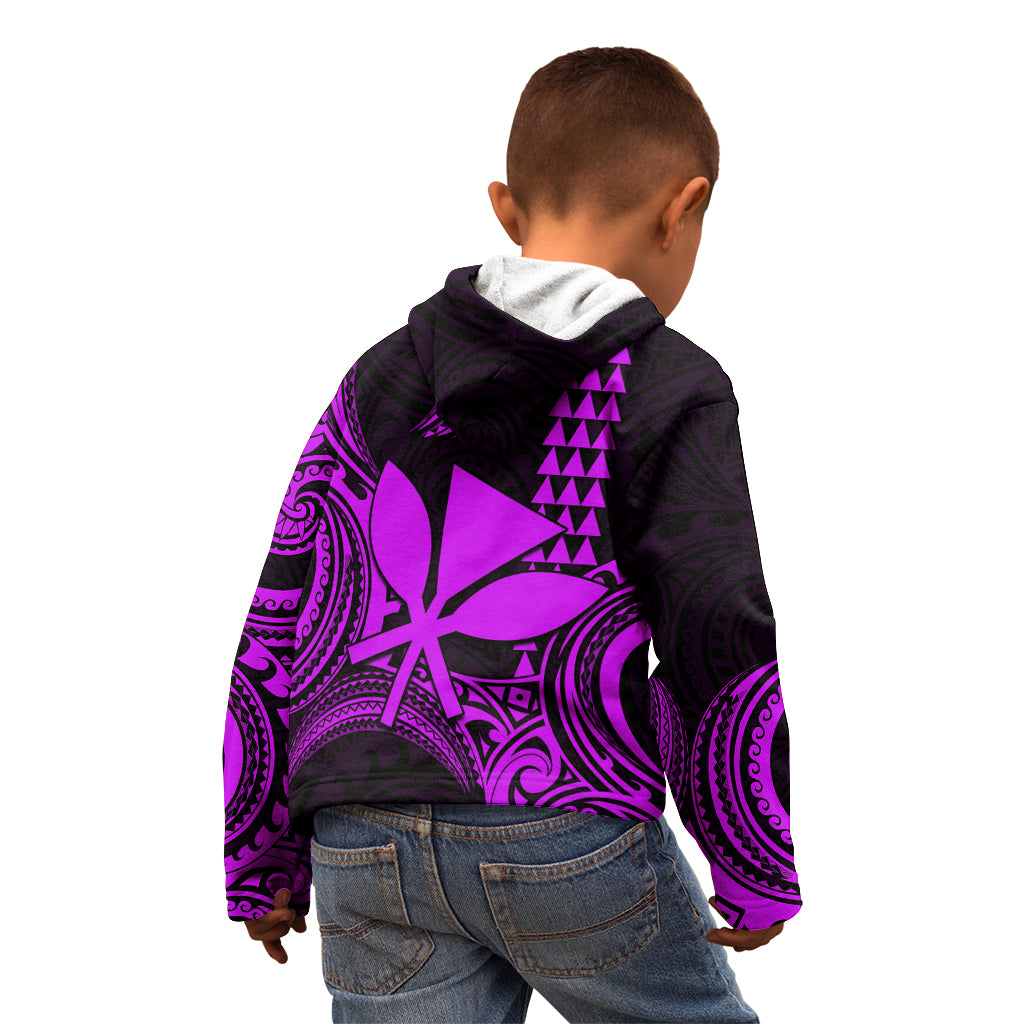 King Kamehameha Day Hawaii Kid Hoodie Paradise of the Pacific Tribal Kakau - Purple LT9 - Polynesian Pride