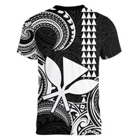 Custom King Kamehameha Day Hawaii Women V Neck T Shirt Paradise of the Pacific Tribal Kakau - White LT9 - Polynesian Pride