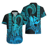 King Kamehameha Day Hawaii Hawaiian Shirt Paradise of the Pacific Tribal Kakau with Kanaka Maoli - Aqua LT9 - Polynesian Pride
