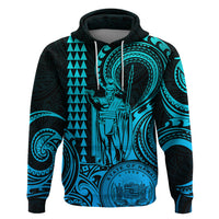 King Kamehameha Day Hawaii Hoodie Paradise of the Pacific Tribal Kakau with Kanaka Maoli Aqua LT9 Aqua - Polynesian Pride