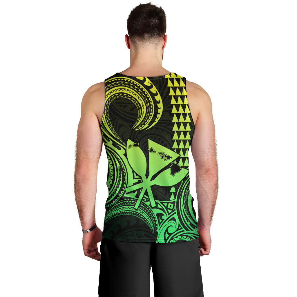 King Kamehameha Day Hawaii Men Tank Top Paradise of the Pacific Tribal Kakau with Kanaka Maoli - Lime LT9 - Polynesian Pride