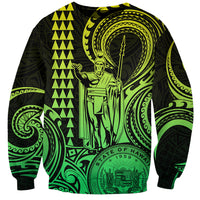 King Kamehameha Day Hawaii Sweatshirt Paradise of the Pacific Tribal Kakau with Kanaka Maoli - Lime LT9 Unisex Lime - Polynesian Pride