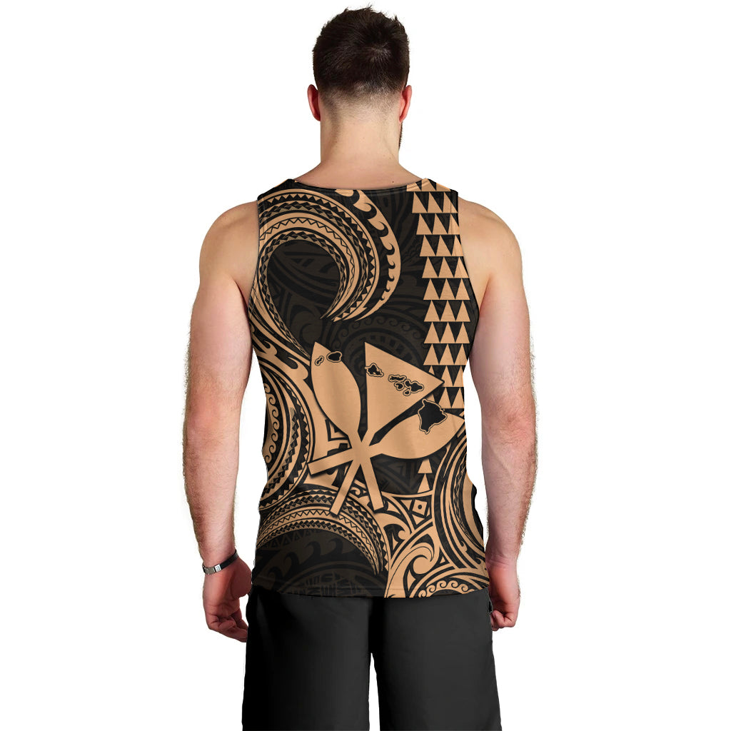 King Kamehameha Day Hawaii Men Tank Top Paradise of the Pacific Tribal Kakau with Kanaka Maoli - Nude LT9 - Polynesian Pride