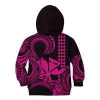 King Kamehameha Day Hawaii Kid Hoodie Paradise of the Pacific Tribal Kakau with Kanaka Maoli - Pink LT9 - Polynesian Pride