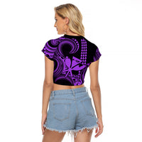 King Kamehameha Day Hawaii Raglan Cropped T Shirt Paradise of the Pacific Tribal Kakau with Kanaka Maoli - Purple LT9 - Polynesian Pride