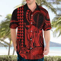 King Kamehameha Day Hawaii Hawaiian Shirt Paradise of the Pacific Tribal Kakau with Kanaka Maoli - Red LT9 - Polynesian Pride