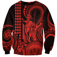 King Kamehameha Day Hawaii Sweatshirt Paradise of the Pacific Tribal Kakau with Kanaka Maoli - Red LT9 Unisex Red - Polynesian Pride