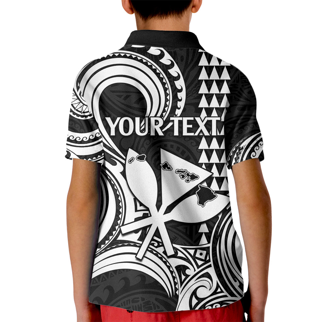 King Kamehameha Day Hawaii Kid Polo Shirt Paradise of the Pacific Tribal Kakau with Kanaka Maoli - White LT9 - Polynesian Pride