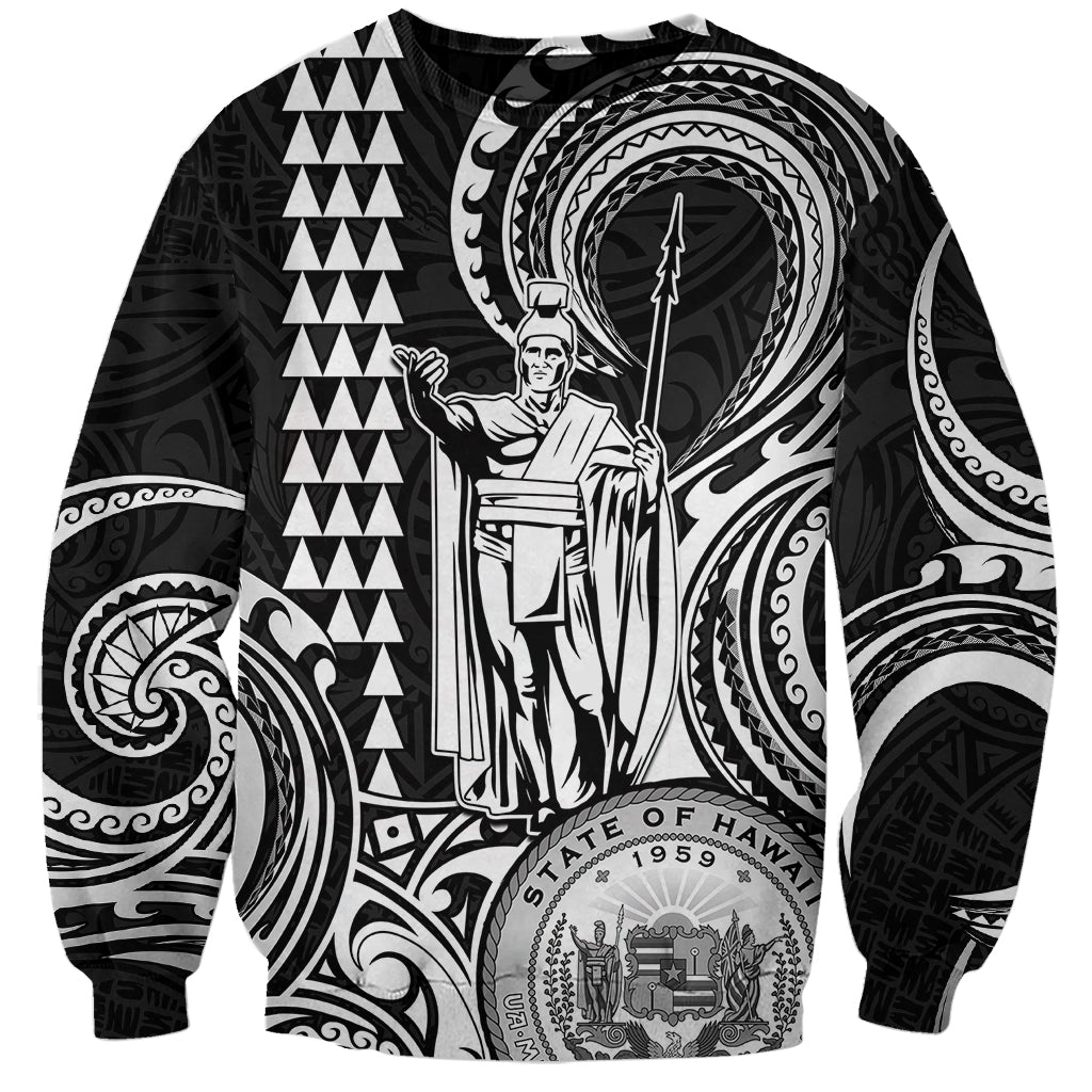 Custom King Kamehameha Day Hawaii Sweatshirt Paradise of the Pacific Tribal Kakau with Kanaka Maoli - White LT9 Unisex White - Polynesian Pride
